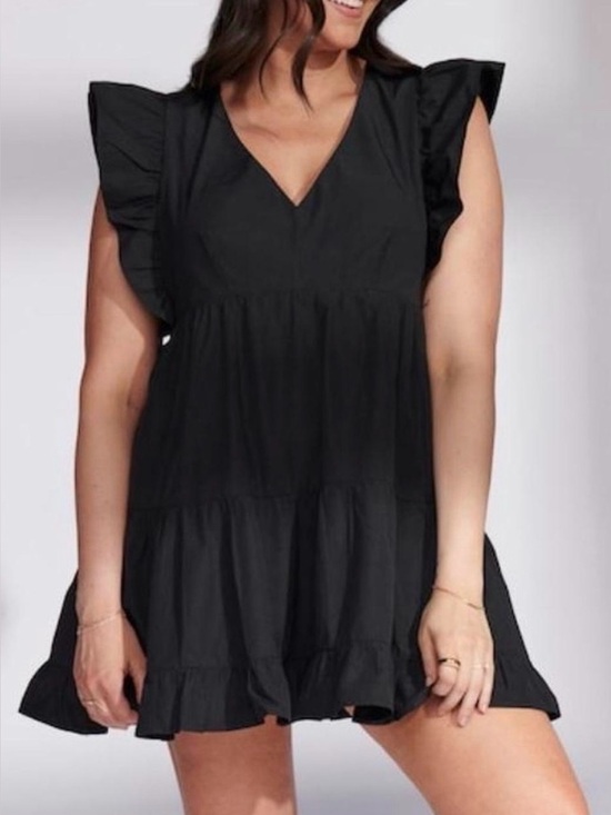 Abercrombie & Fitch Dresses & Skirts - Abercrombie & Fitch Tiered Flutter Sleeve Black Dress size XXL